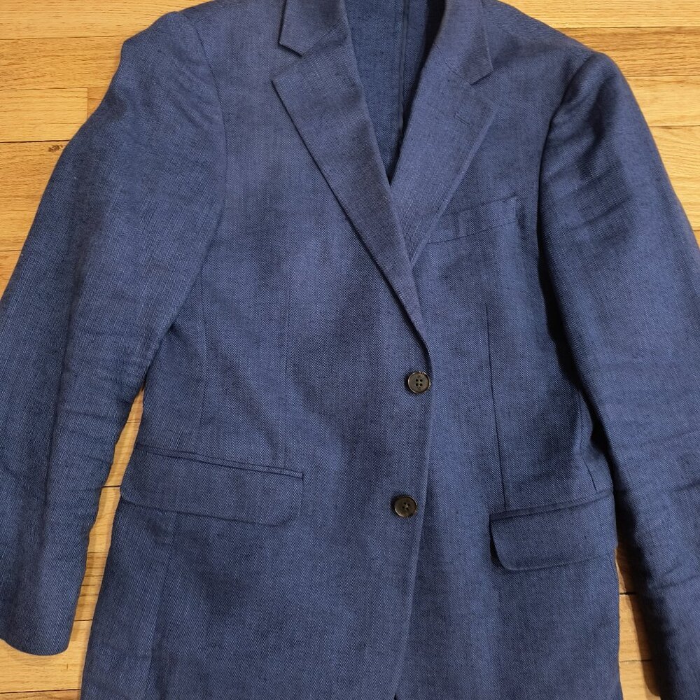 Banana Republic Men's Navy Linen Blend Suit - Summer Weight - 38R (small)